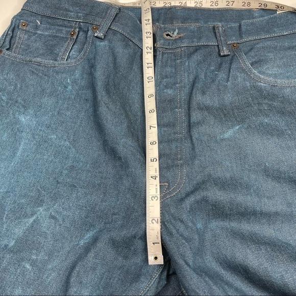 Levi’s Jeans Denim 501 Button Fly White Oak Cone Denim High Waist Straight Blue - Picture 11 of 14